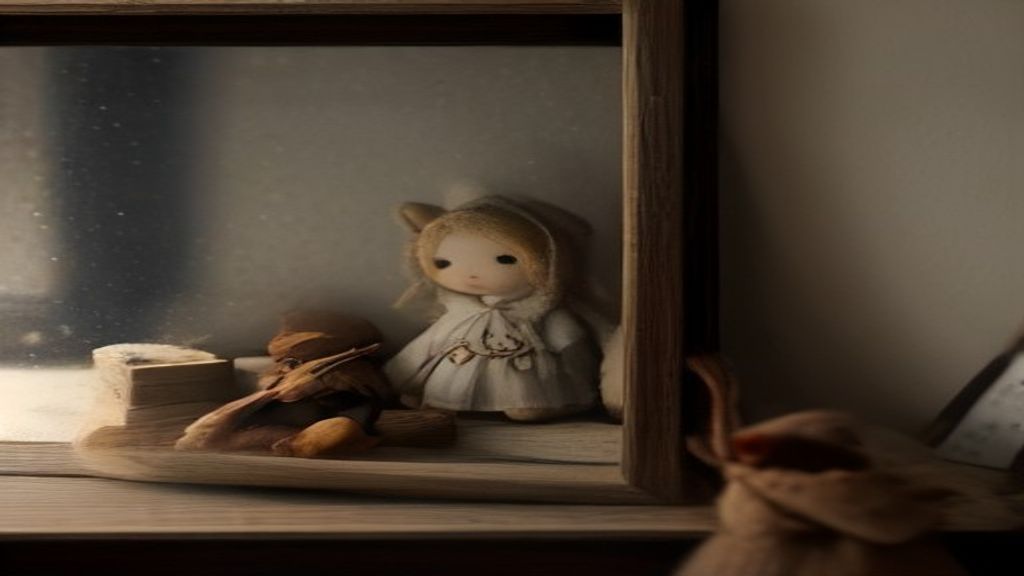 Una fotografía antigua junto a un duende artesanal y una flor seca